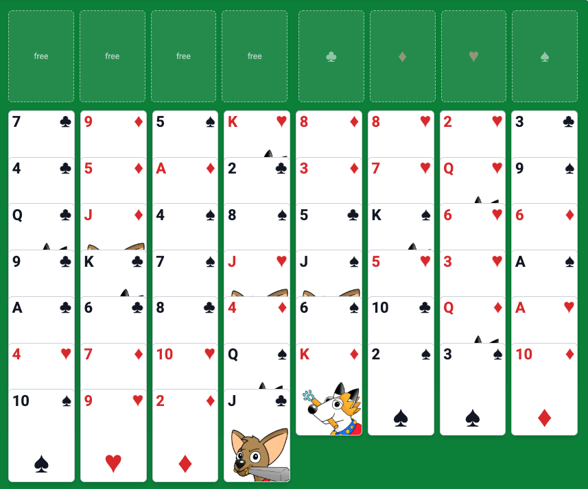 FreeCell game board