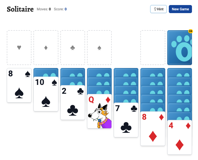 Solitaire game board
