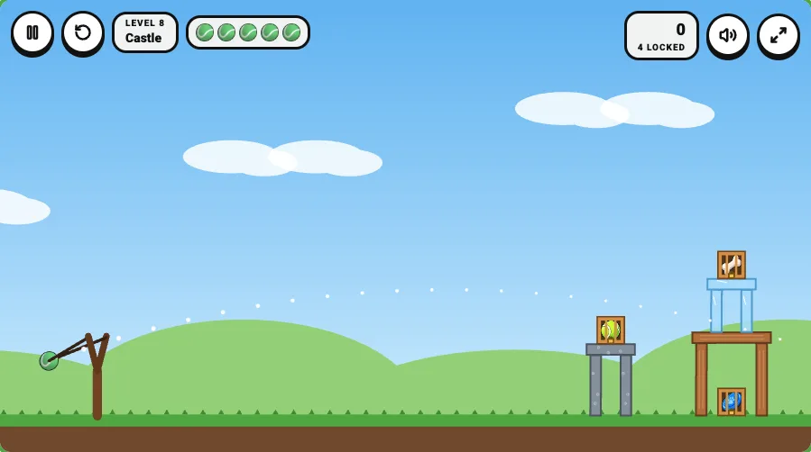 Arfie's Toy Rescue slingshot gameplay